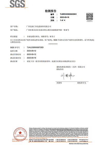 非液包模壓堵頭6英寸檢測報告